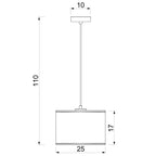 żyrandol Arden black, cylinder shade dia 250, h 170 black/gold 1xE27