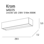 Maxlight Kinkiet Krom - Metal + szkło - Chrom W0225