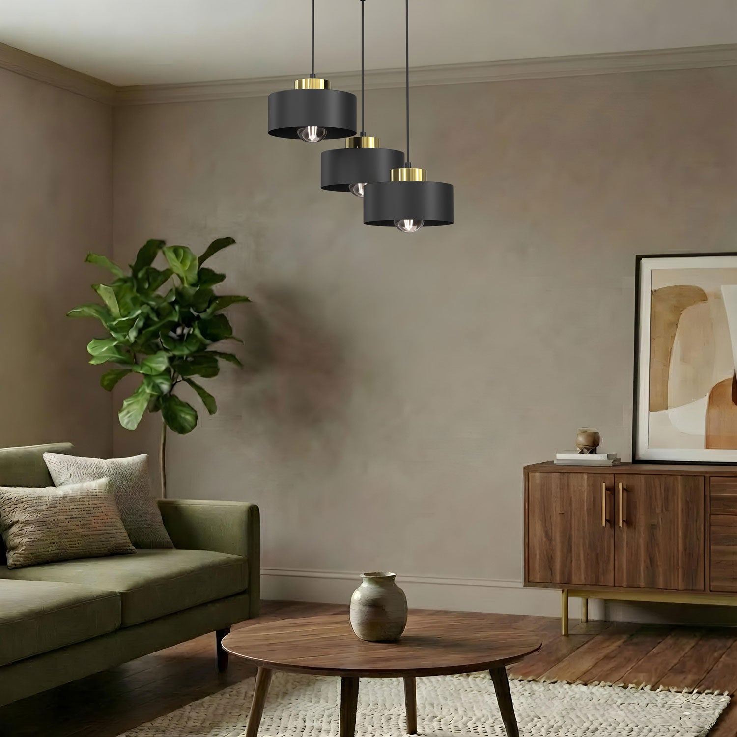 żyrandol Marti plate dia 300 black/gold 3xE27