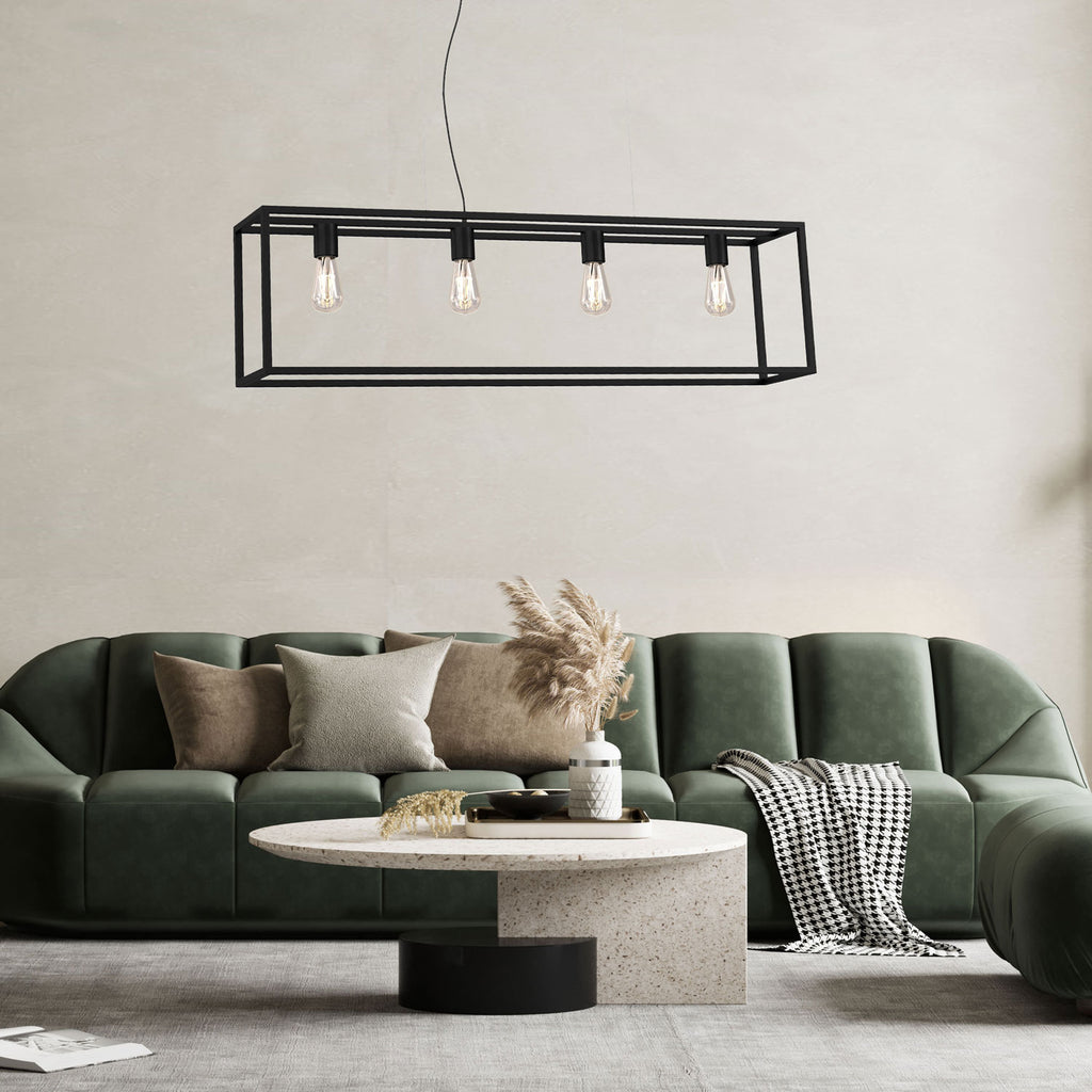 ceiling rectangular Frame black 4xE27