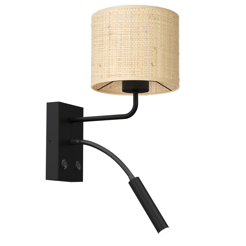 kinkiet G9+E27 Rattan cylinder shade dia 180, h 150 1xG9+1xE27