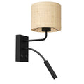 Luminex Kinkiet G9+E27 Rattan klosz cylindryczny śr. 180, wys. 150 1xG9+1xE27 - Stal - Czarny LX-5274