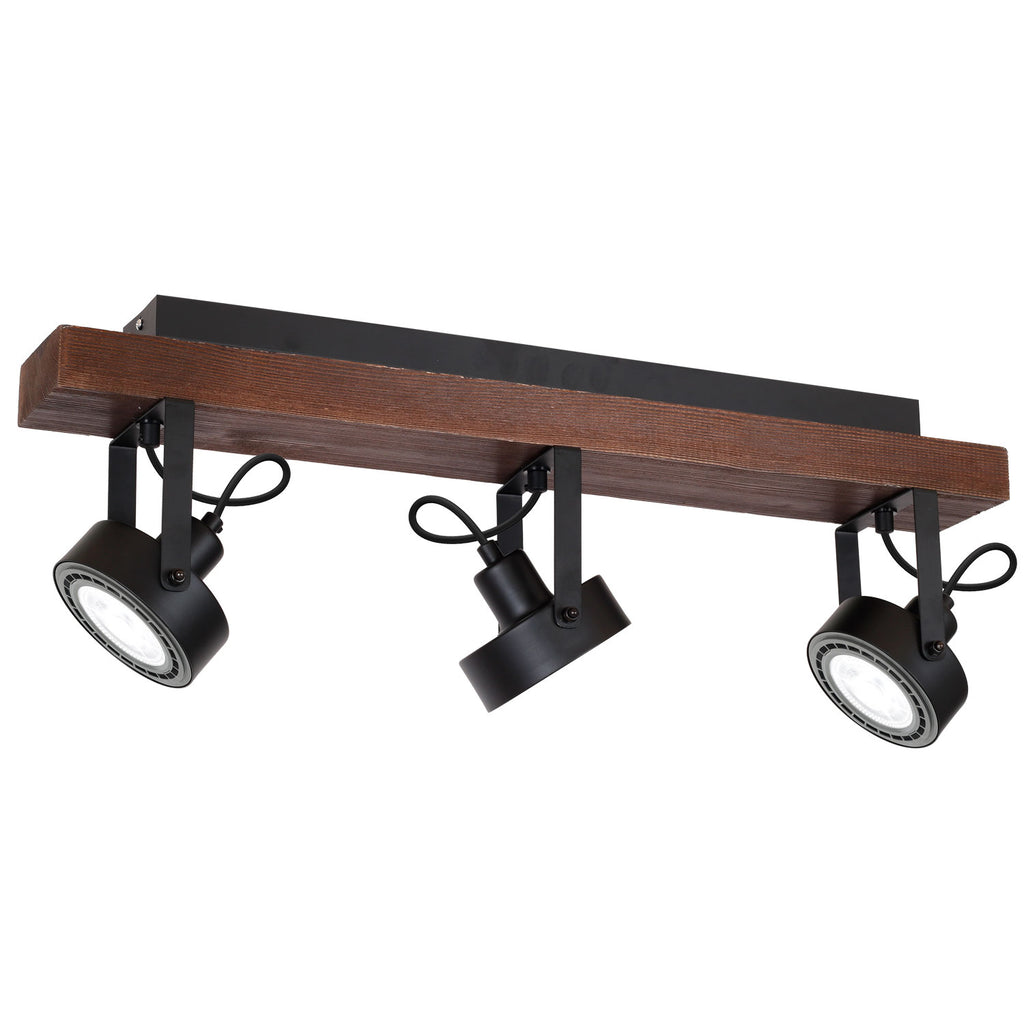 plafon Viva czarny listwa drewno 3xGU10/AR111