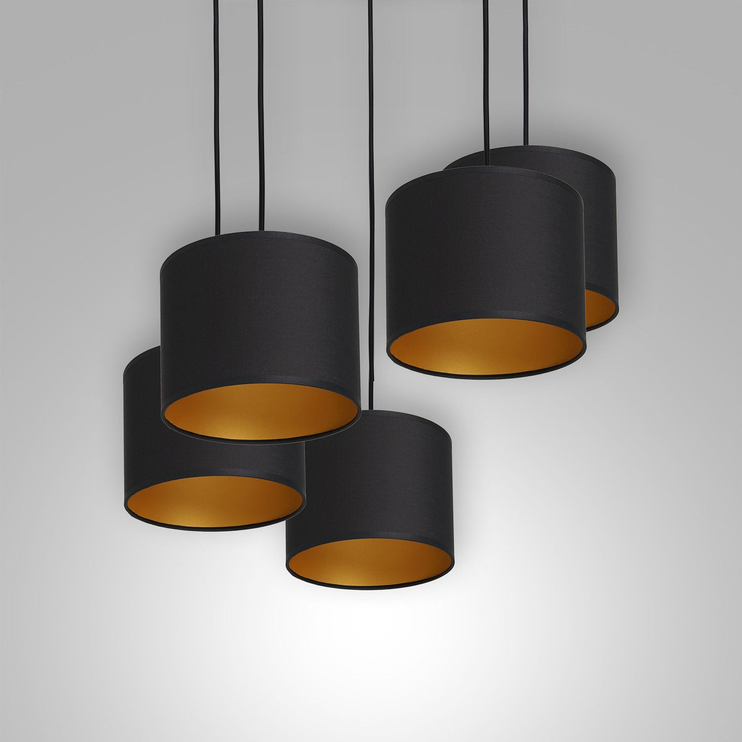 żyrandol Arden talerz dia 440, black, cylinder shade dia 180, h 150 black/gold 5xE27