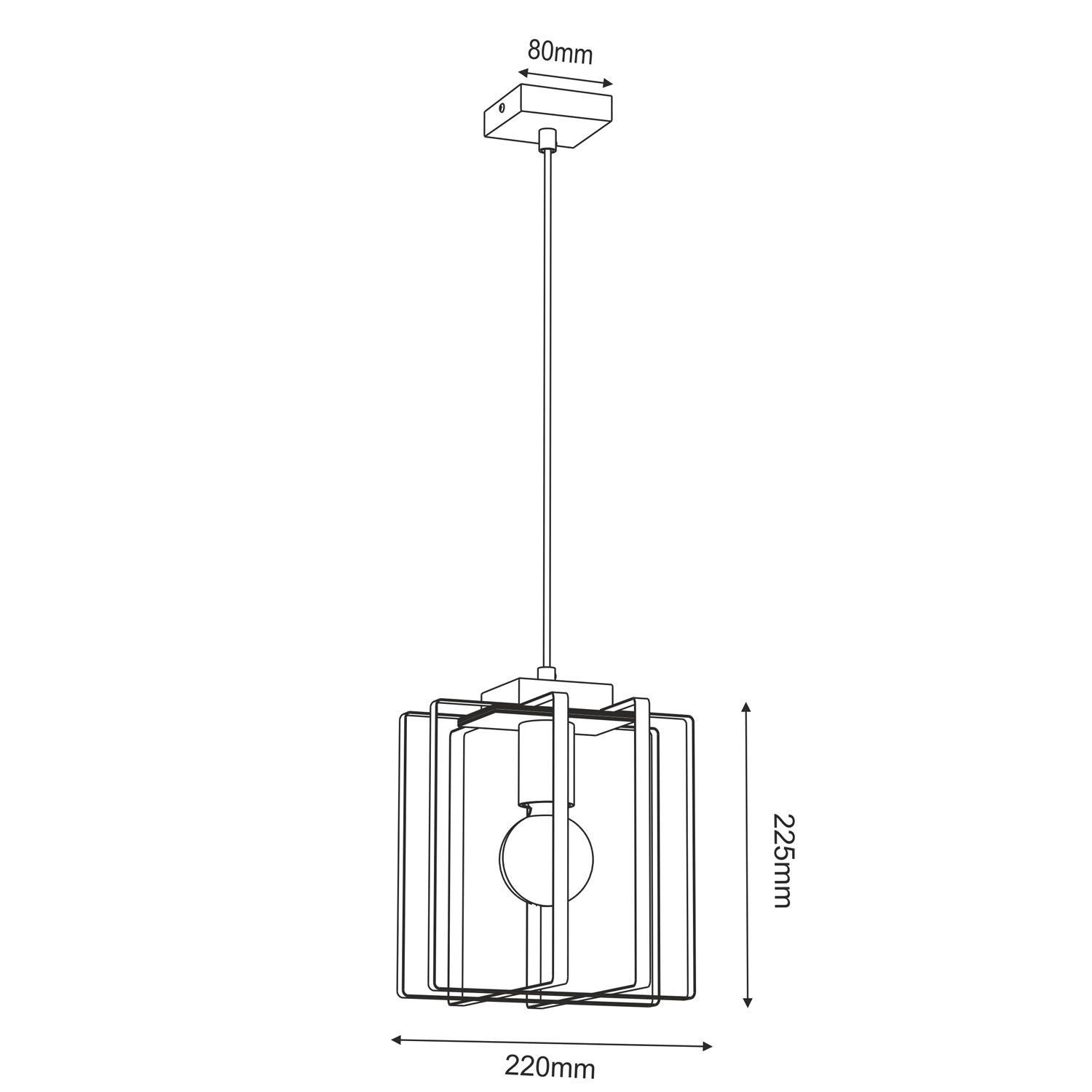 żyrandol Kortez black/wood 1xE27