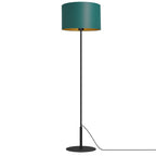 lampa podł. Arden prosta, black, cylinder shade dia 400, h 250 green/gold 1xE27