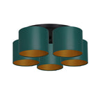 plafon Arden black, cylinder shade green/gold 5xE27