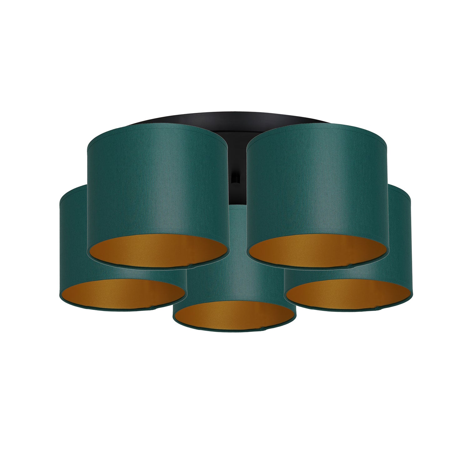 plafon Arden black, cylinder shade green/gold 5xE27