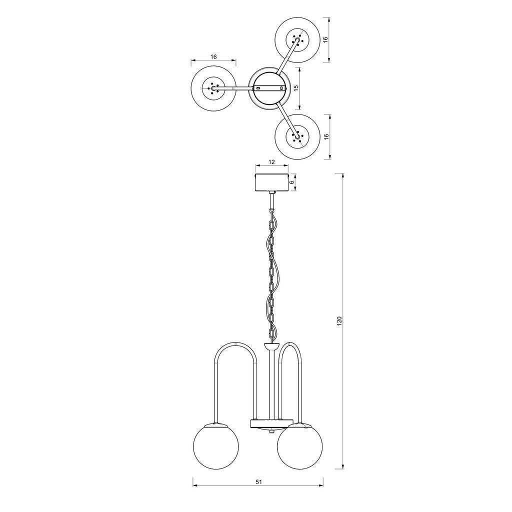 żyrandol Cambridge (glass 2815) black/brass 3xE14