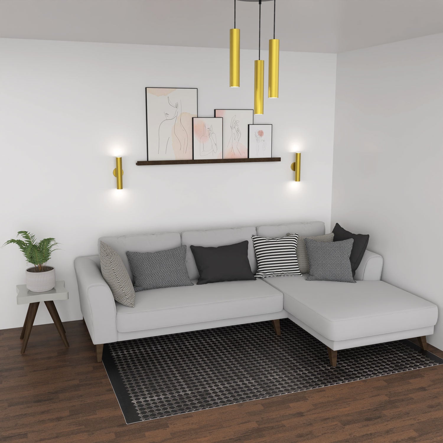 żyrandol plate dia 300 Raito brushed brass 3xGU10