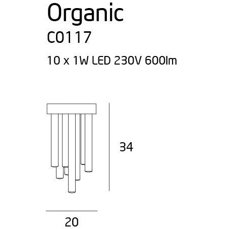 Maxlight Plafon Organic 20cm - Metal + akryl - Chrom C0117D