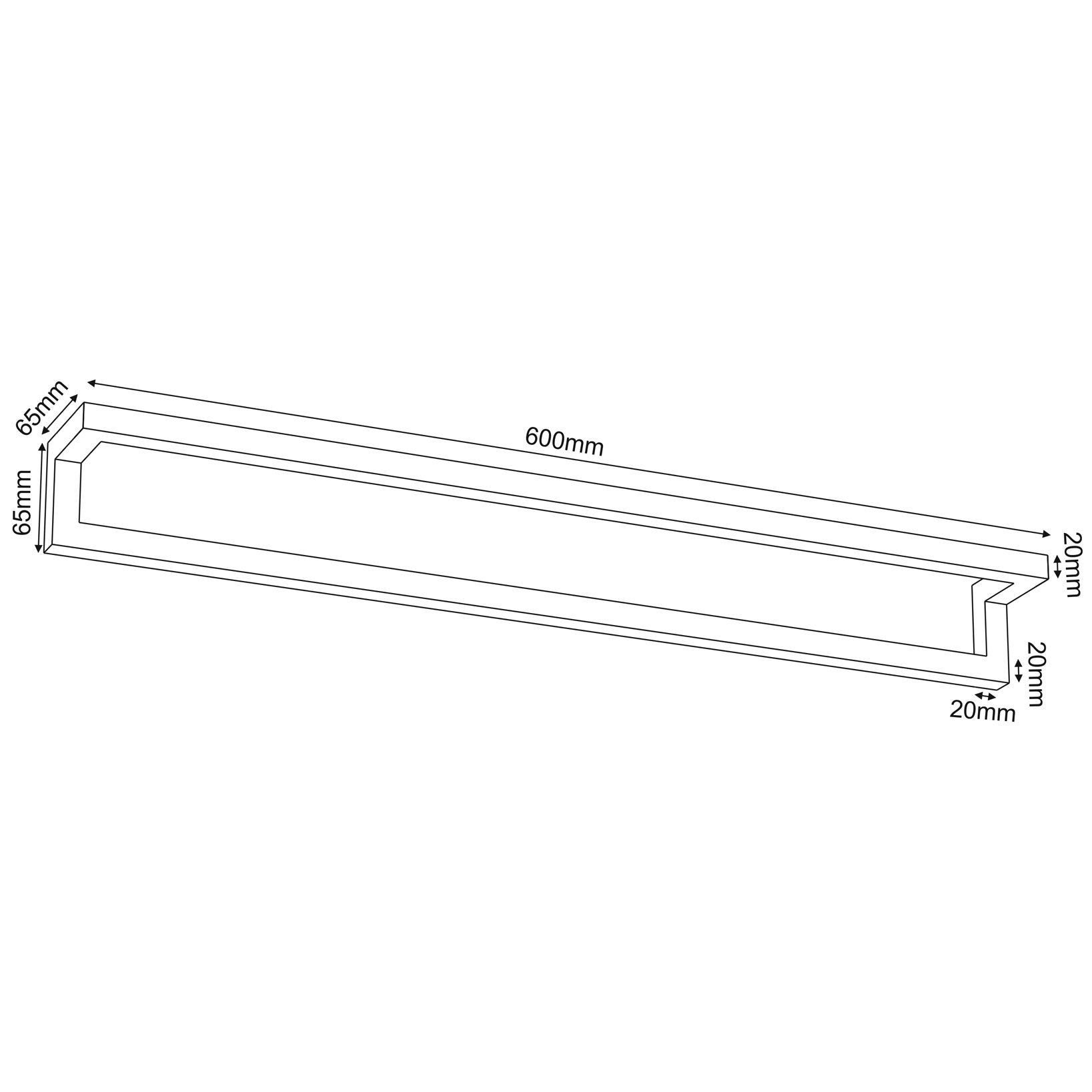 wall towel hanger 60 cm - single, white