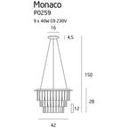 Maxlight Lampa wisząca Monaco 42cm - Metal + szkło - Chrom P0259