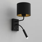 kinkiet Arden G9+E27 black, cylinder shade dia 180, h 150 black/gold 1xE27+1xG9