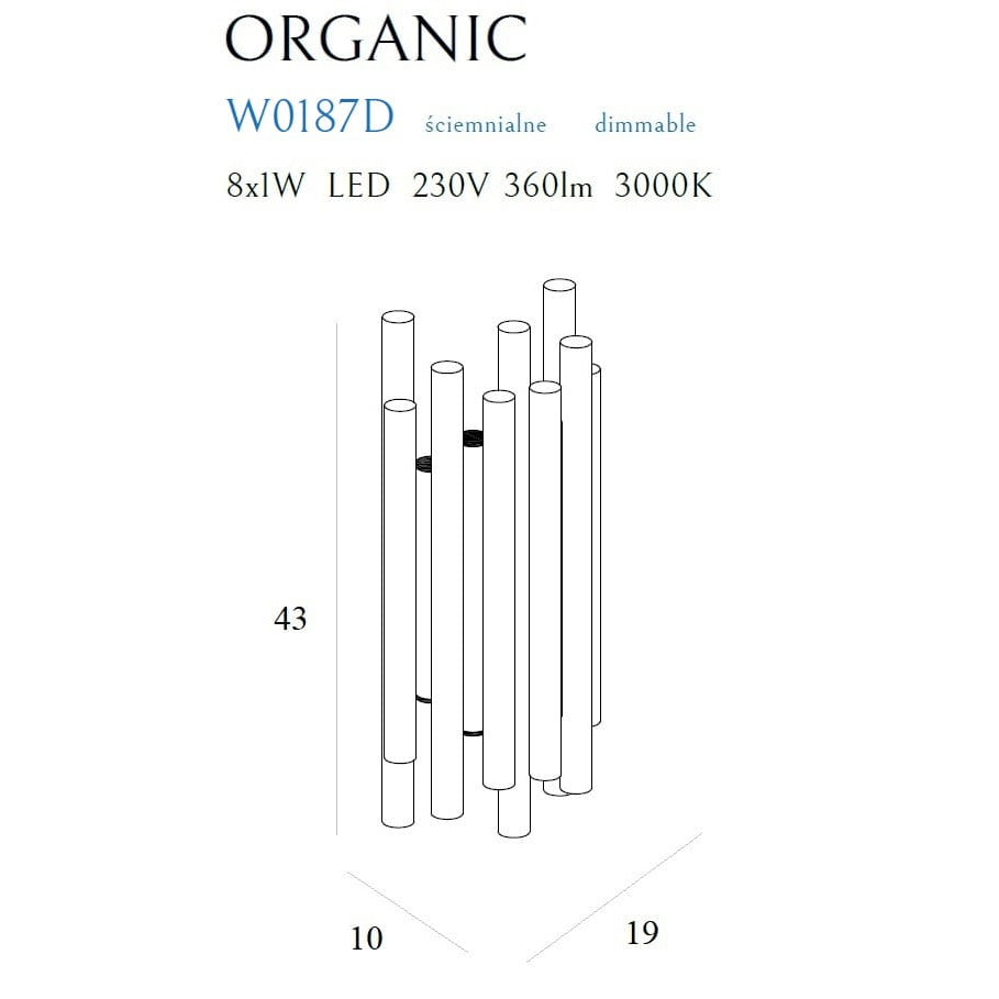 Maxlight Kinkiet Organic - Metal + akryl - Złoty W0187D