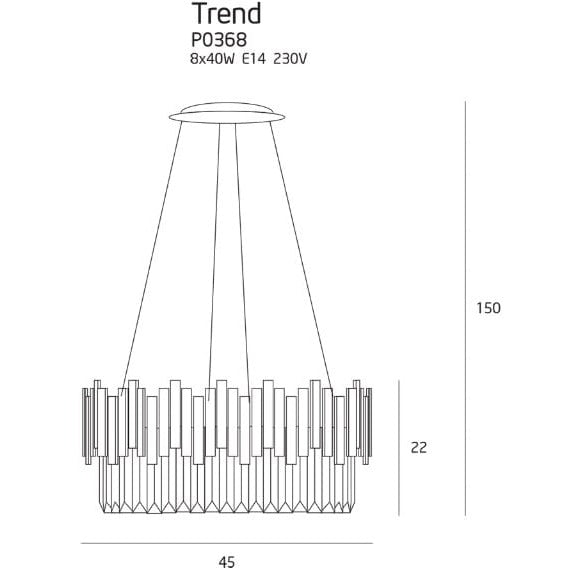 Maxlight Lampa wisząca Trend 45cm - Metal + szkło - Złoty P0368
