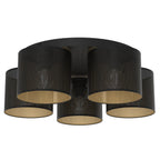 plafon Loft shade black, cylinder shade dia 180, h=150, black/gold 5xE27