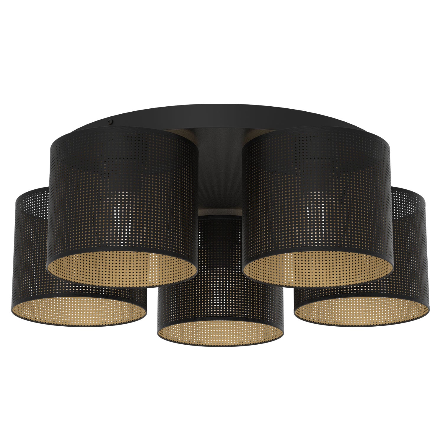 plafon Loft shade black, cylinder shade dia 180, h=150, black/gold 5xE27