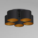 plafon Arden black, cylinder shade black/gold 5xE27