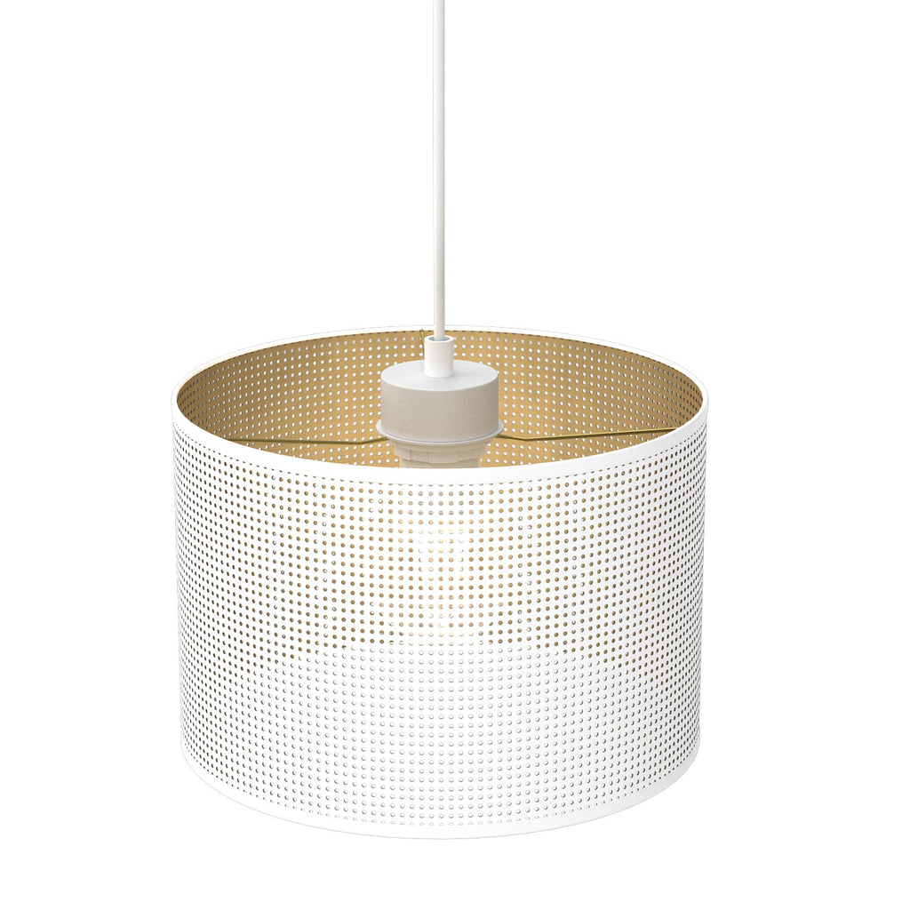 żyrandol Loft shade white, cylinder shade dia 250, h 170 white/gold 1xE27