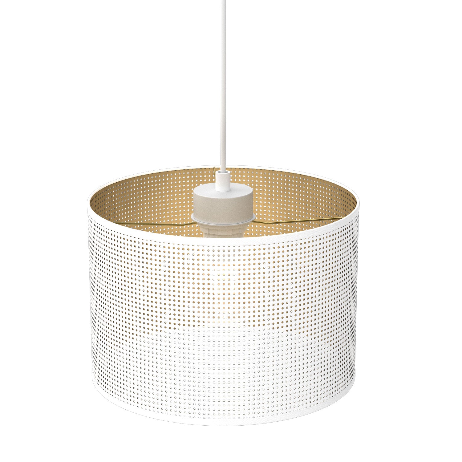 żyrandol Loft shade white, cylinder shade dia 250, h 170 white/gold 1xE27