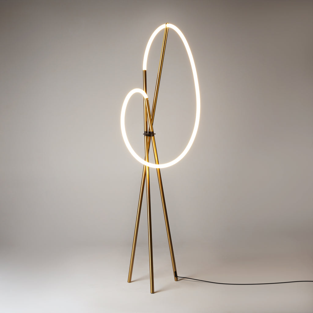 Maytoni Lampa podłogowa Crochet - Aluminium - Mosiądz MOD369FL-L36BS3K