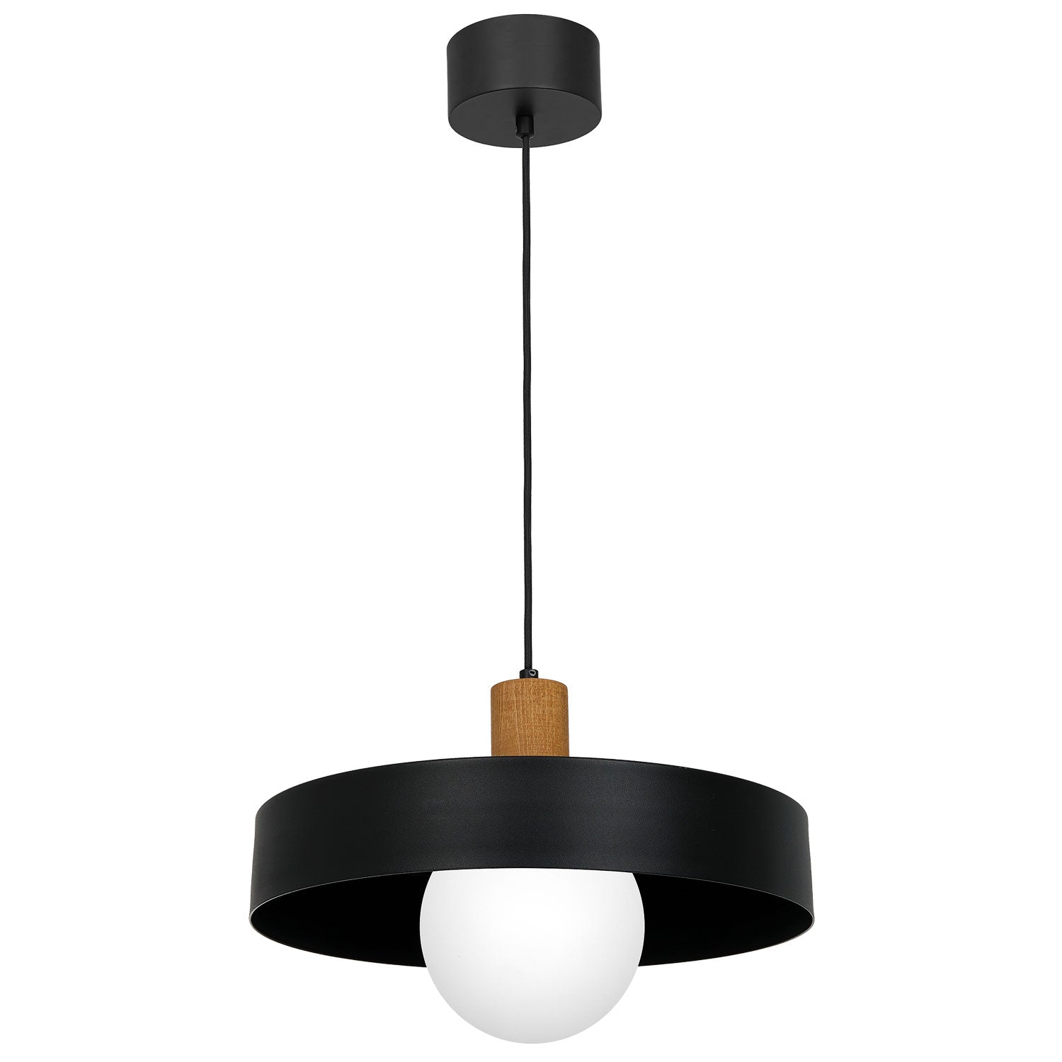 żyrandol Canan dia 400 black/natural wood (glass 2815) 1xE27
