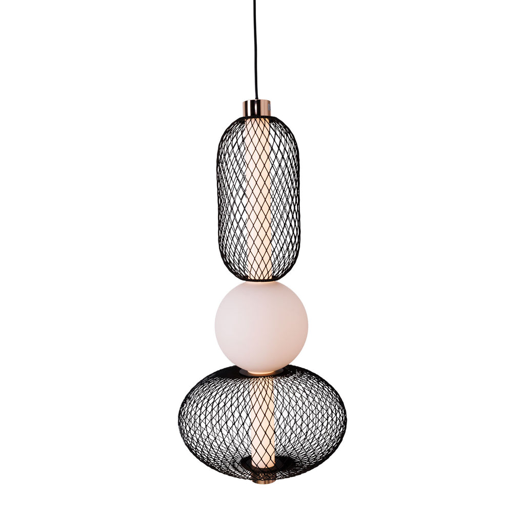 Maxlight Lampa wisząca Bora A - Metal + szkło - Czarny + złoty P0591