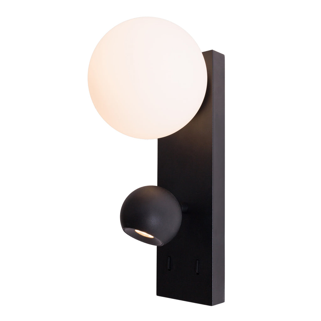 Maxlight Kinkiet Atom - Metal + szkło mleczne - Czarny W0351
