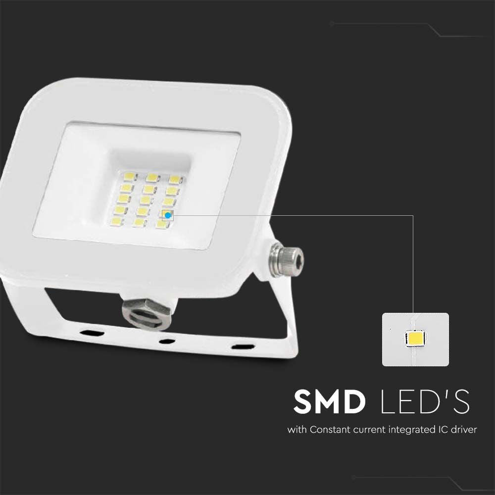 10W Naświetlacz LED SMD / Chip SAMSUNG / Barwa:3000K / Obudowa: Biała