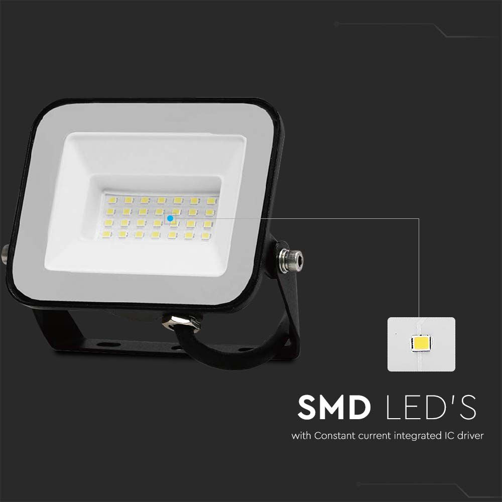 20W Naświetlacz LED SMD / Chip SAMSUNG / Barwa:6500K / Obudowa: Czarna