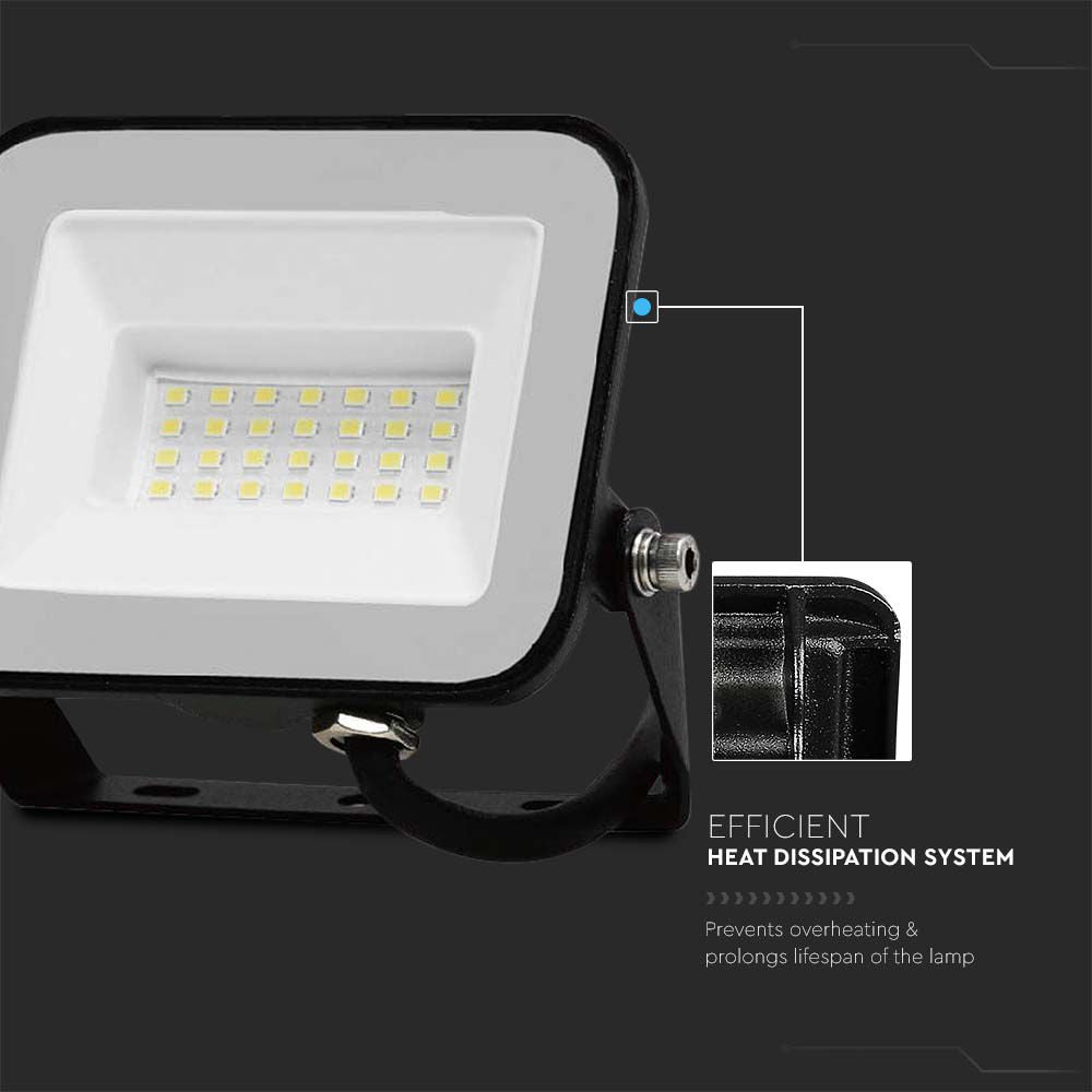 20W Naświetlacz LED SMD / Chip SAMSUNG / Barwa:6500K / Obudowa: Czarna