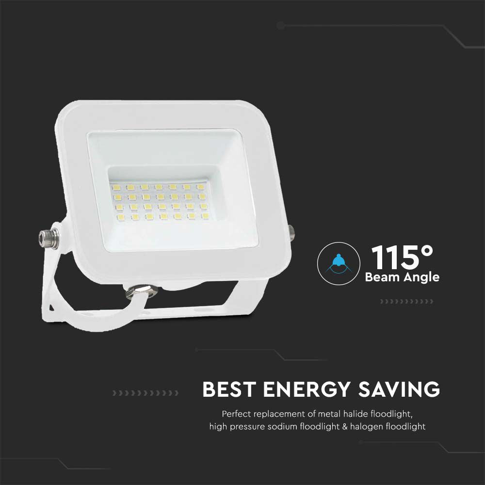 30W Naświetlacz LED SMD / Chip SAMSUNG / Barwa:3000K / Obudowa: Biała