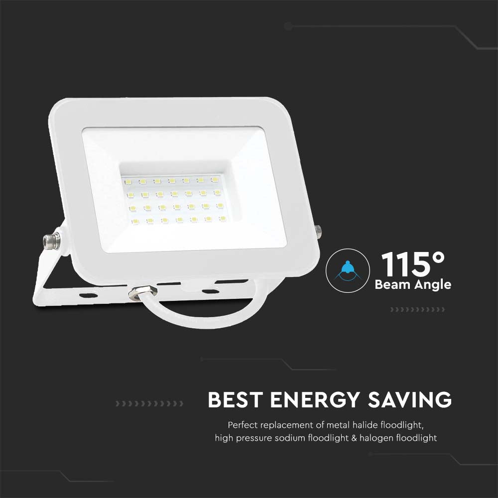 30W Naświetlacz LED SMD / Chip SAMSUNG / Barwa:6500K / Obudowa: Biała