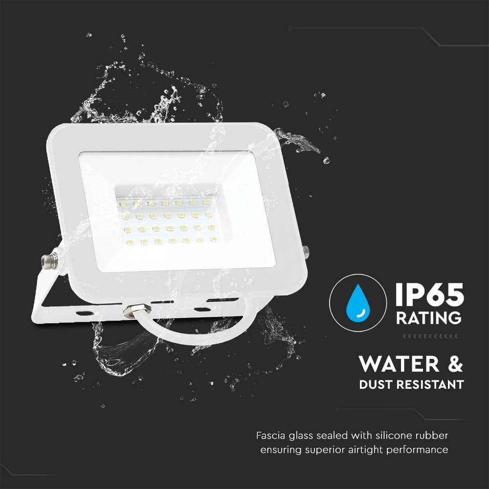 30W Naświetlacz LED SMD / Chip SAMSUNG / Barwa:6500K / Obudowa: Biała