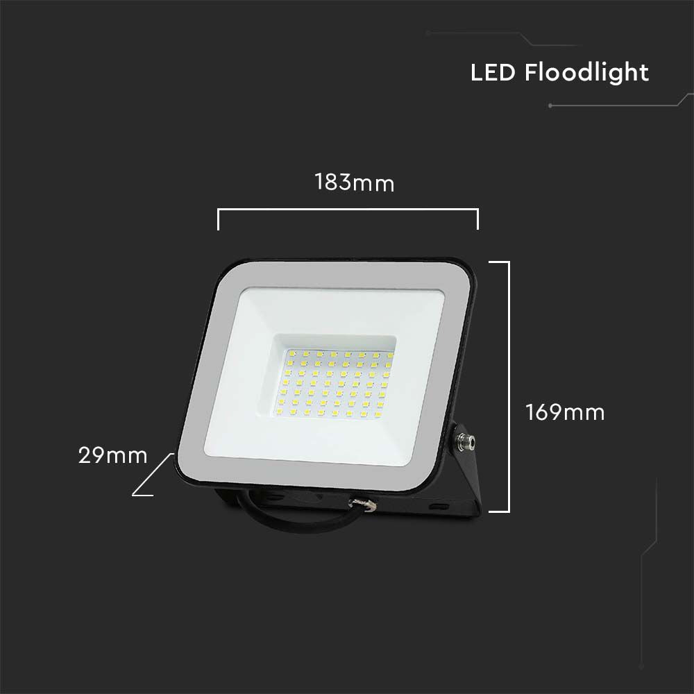 50W Naświetlacz LED SMD / Chip SAMSUNG / Barwa:6500K / Obudowa: Czarna