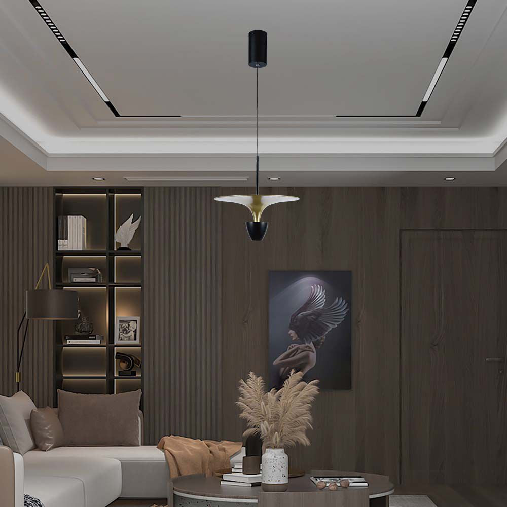 Lampa wisząca LED (30*320*100CM) / Barwa: 3000K / Kolor: Czarny / Obudowa: Złota