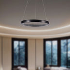 Lampa wisząca LED (40CM) / Barwa: 4000K / Kryształowe akrylowe wnętrze / Obudowa: Czarna