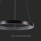 Lampa wisząca LED (40CM) / Barwa: 3000K / Kryształowe akrylowe wnętrze / Obudowa: Czarna