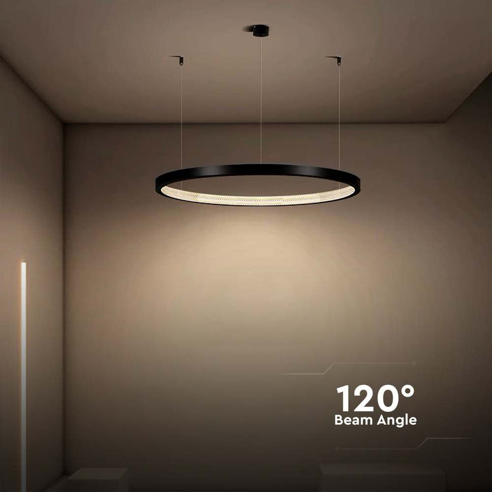 Lampa wisząca LED (40CM) / Barwa: 3000K / Kryształowe akrylowe wnętrze / Obudowa: Czarna