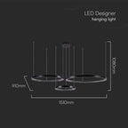 Lampa wisząca LED (40*60*80CM) / Barwa: 4000K / Kryształowe akrylowe wnętrze / Obudowa: Czarna
