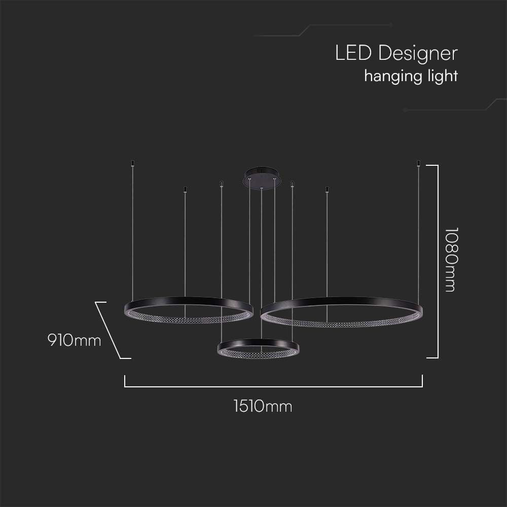 Lampa wisząca LED (40*60*80CM) / Barwa: 3000K / Kryształowe akrylowe wnętrze / Obudowa: Czarna