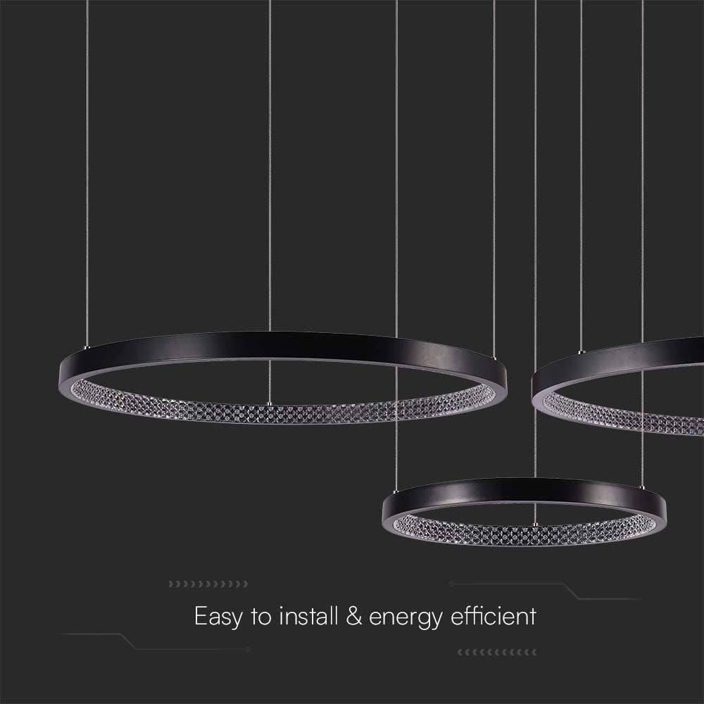 Lampa wisząca LED (40*60*80CM) / Barwa: 4000K / Kryształowe akrylowe wnętrze / Obudowa: Czarna