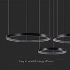 Lampa wisząca LED (40*60*80CM) / Barwa: 4000K / Kryształowe akrylowe wnętrze / Obudowa: Czarna