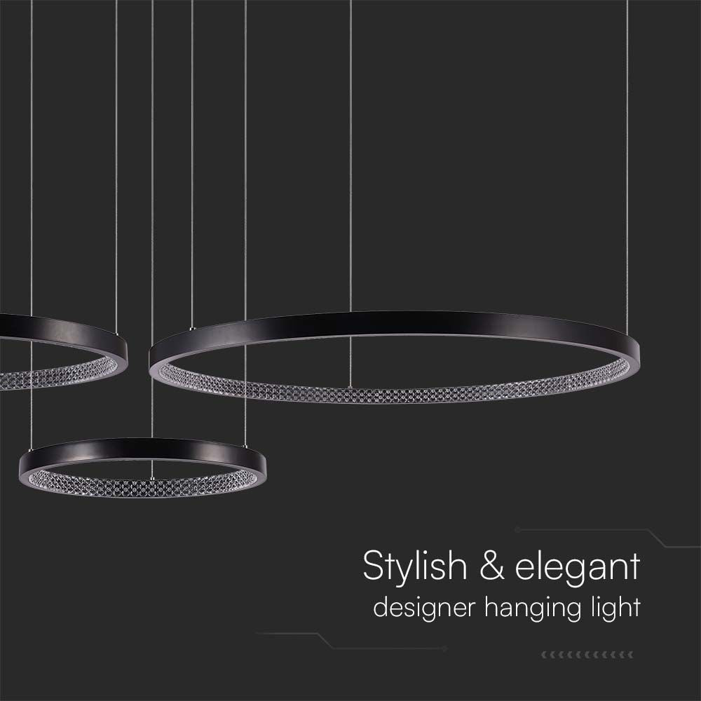 Lampa wisząca LED (40*60*80CM) / Barwa: 4000K / Kryształowe akrylowe wnętrze / Obudowa: Czarna