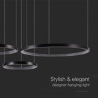 Lampa wisząca LED (40*60*80CM) / Barwa: 3000K / Kryształowe akrylowe wnętrze / Obudowa: Czarna