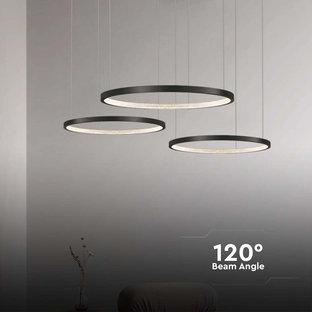 Lampa wisząca LED (40*60*80CM) / Barwa: 3000K / Kryształowe akrylowe wnętrze / Obudowa: Czarna