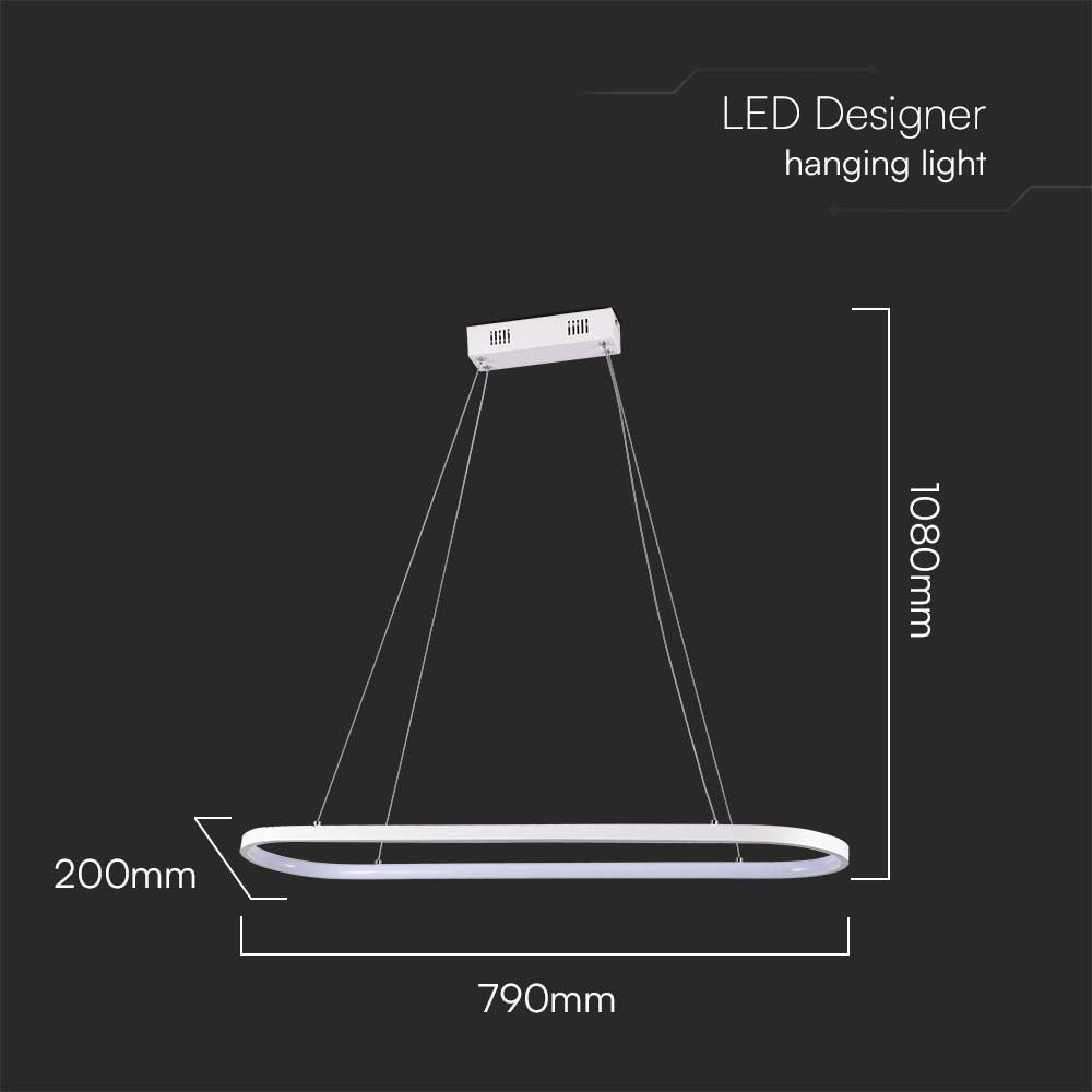 Lampa wisząca LED (80*20*100CM) / Barwa: 3000K / Obudowa: Biała