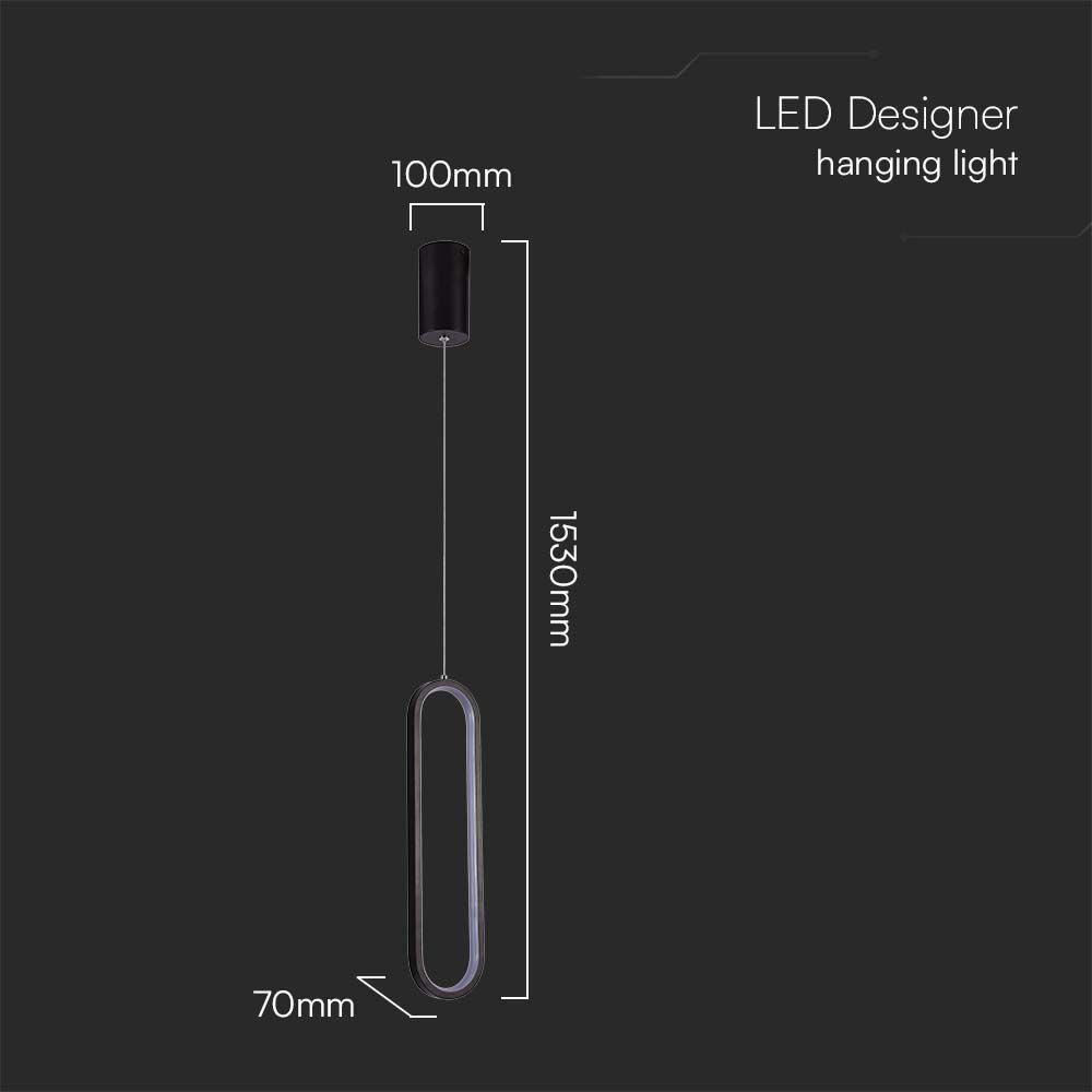 Lampa wisząca LED (40CM) / Barwa: 3000K / Obudowa: Czarna