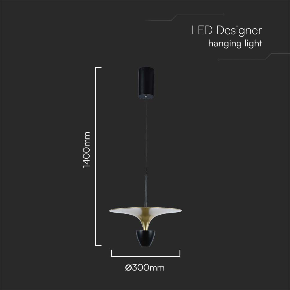 Lampa wisząca LED (30*320*100CM) / Barwa: 4000K / Kolor: Czarny / Obudowa: Złota